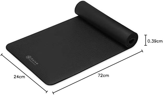 Gaiam Essentials 2/5" Thick (10mm) Yoga & Pilates, Fitness & Exercise Mat with Easy-Cinch Carrier Strap Cushion Support For Fitness and Gym Workouts