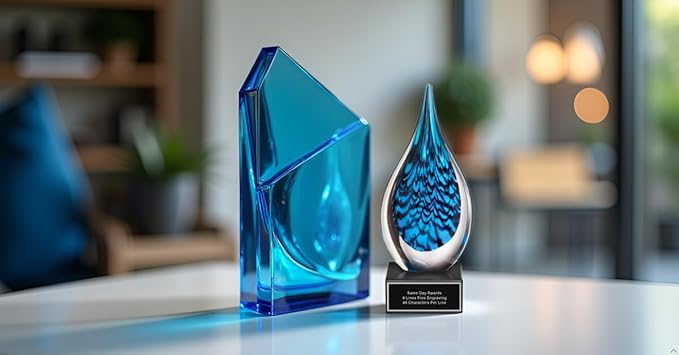Hand-Blown Art Glass Award – Custom Engraved Elegant Award for Corporate, Sports Retirement Volunteer Recognition Leadership Personal Milestones Employee Gifts
