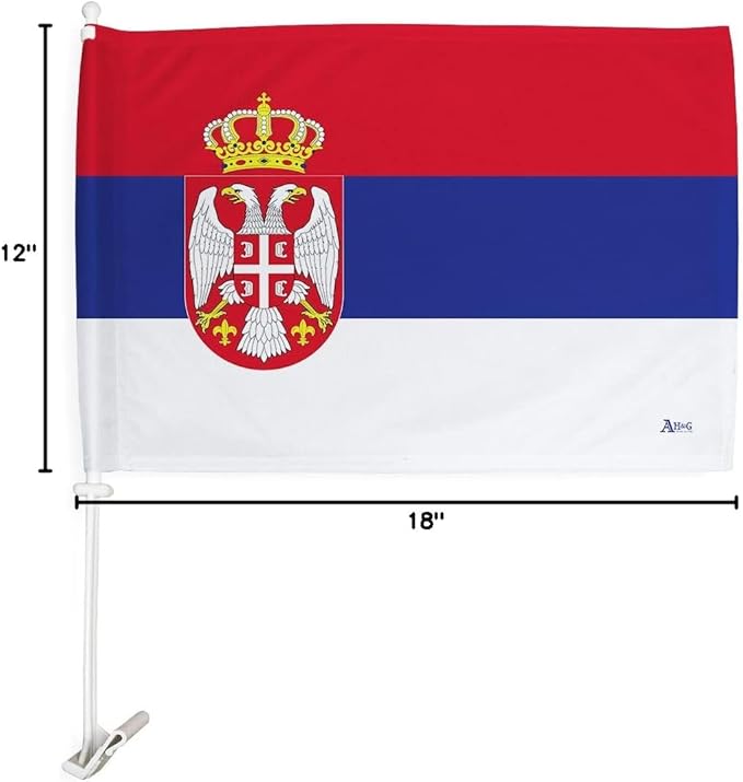 World Cup 2022 Serbian Car Flag Bandera Para Carros De Serbia Auto Decorations Small Banner For Window Clip Pole Accessories FIFA Sport Fans Outdoor Flags Trophy Game Football Soccer Gifts Made In USA