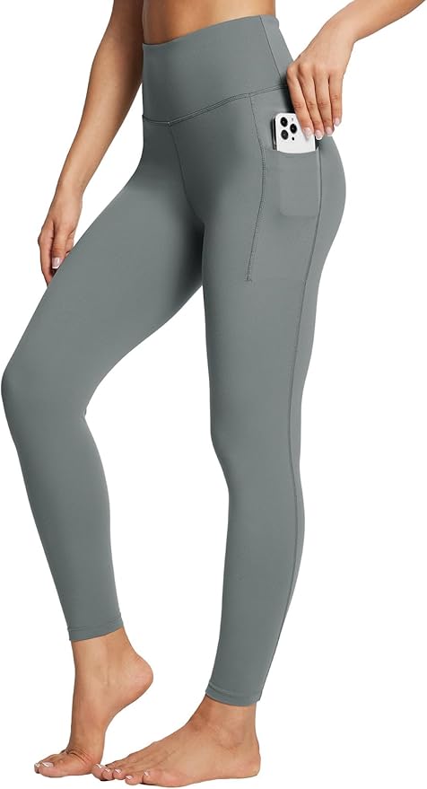 BALEAF Women's Leggings with Pockets Black Tummy Control Workout High Waisted Athletic 7/8 Ultra Soft Gym Yoga Ankle Pants