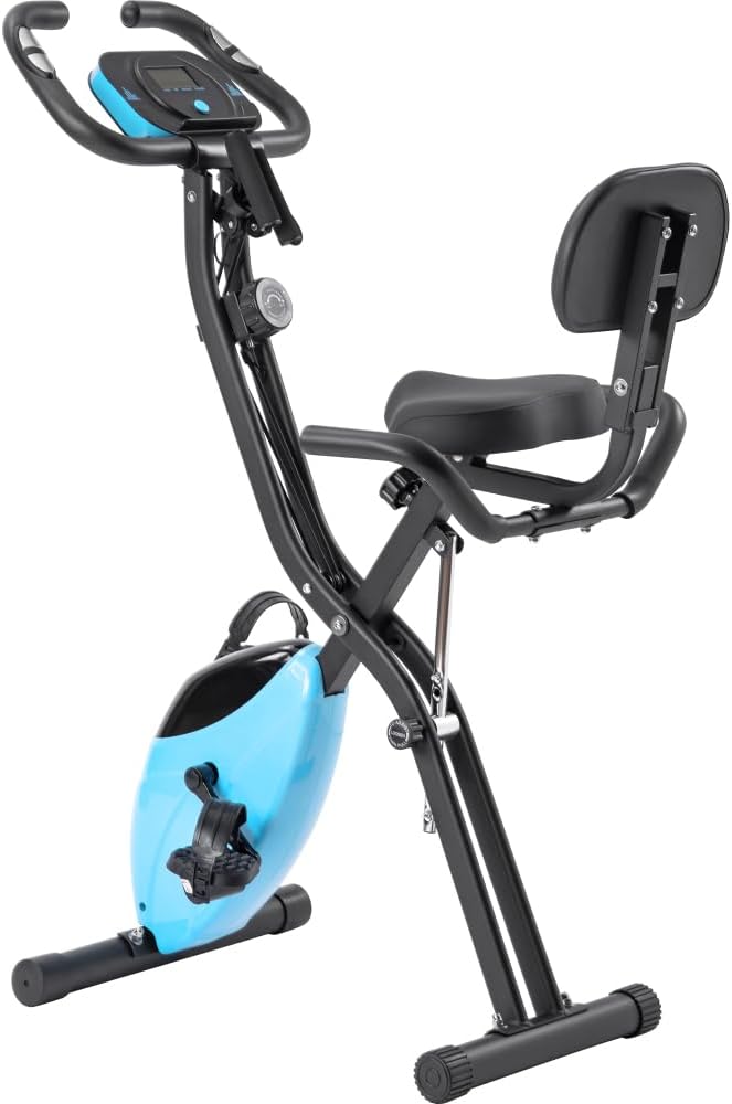 Foldable Exercise Bike with 16-Level Resistance, Upright & Recumbent Magnetic Indoor Cycling Machine for Home Workout