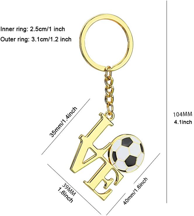Soccer Keychain, I Love Football Key Chain, Soccer Keychains for Boys Soccer Lovers Fans, Soccer Coach Gifts