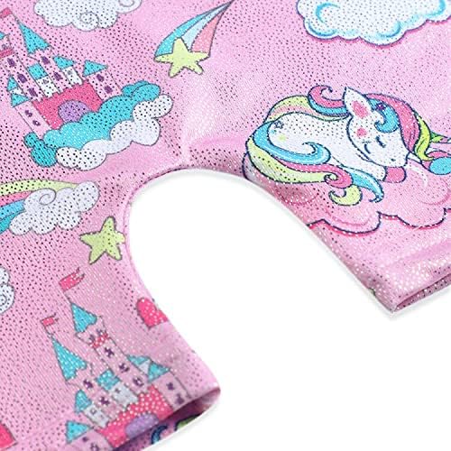 HOZIY Gymnastics Leotards for Girls with Shorts Toddlers Biketards Rainbow Unicorn Dinosaur Mermaid Leopard Flower Galaxy
