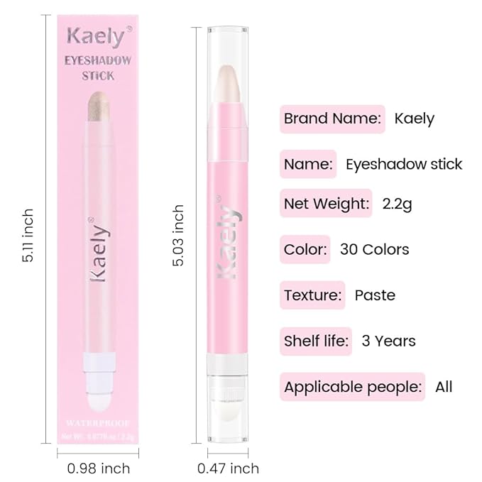 evpct 2Pcs Cream Eye Shadow Brightener Sticks Set for Eyes Waterproof, Pearl White & Pearl Shimmer Cream Eyeshadow Applicator Stick Long Lasting Pigmented Eye Makeup sombras en crema para ojos 1+18