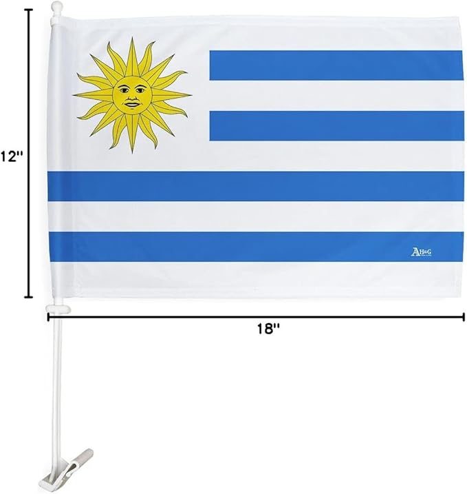 World Cup 2022 Uruguayan Car Flag Bandera para Carros De Uruguay Auto Decorations Small Banner for Window Clip Pole Accessories FIFA Sports Fans Outdoor Flags Game Football Soccer Gifts Made in USA