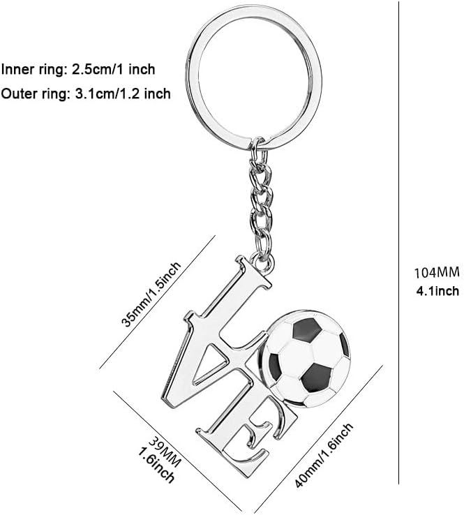 Soccer Keychain, I Love Football Key Chain, Soccer Keychains for Boys Soccer Lovers Fans, Soccer Coach Gifts