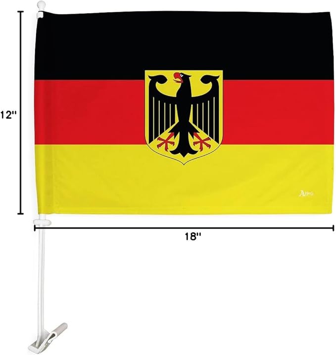World Cup 2022 German Car Flag Bandera Para Carros De Germany Auto Decorations Small Banner For Window Clip Pole Accessories FIFA Sport Fans Outdoor Flags Trophy Game Football Soccer Gifts Made In USA