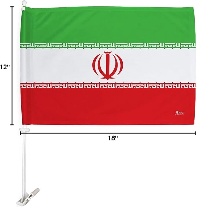 World Cup 2022 Iranian Car Flag Bandera para Carros De Iran Auto Decorations Small Banner for Window Clip Pole Accessories FIFA Sports Fans Outdoor Flags Trophy Game Football Soccer Gifts Made in USA