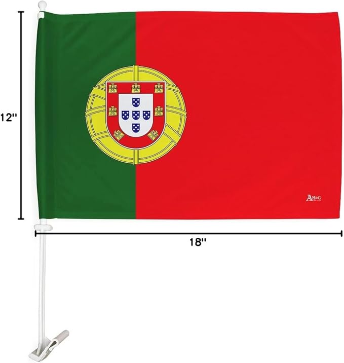 World Cup 2022 Portuguese Car Flag Bandera para Carros De Portugal Auto Decorations Small Banner for Window Clip Pole Accessories FIFA Sports Fans Outdoor Flags Game Football Soccer Gifts Made in USA