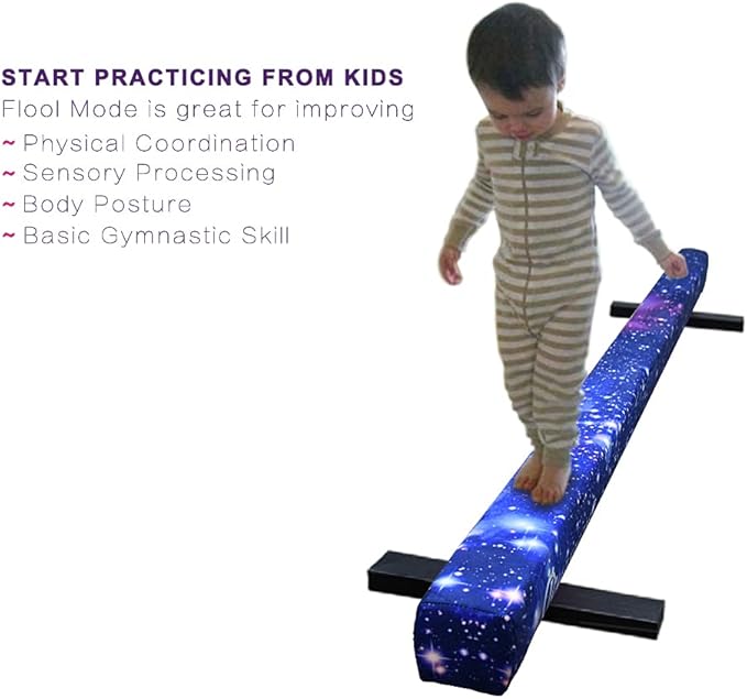 8FT Adjustable&Foldable Gymnastics Balance Beam,Home Gym Equipment,Easy Assembling and Storage,No Tool Require,for Kids Children Girls Training