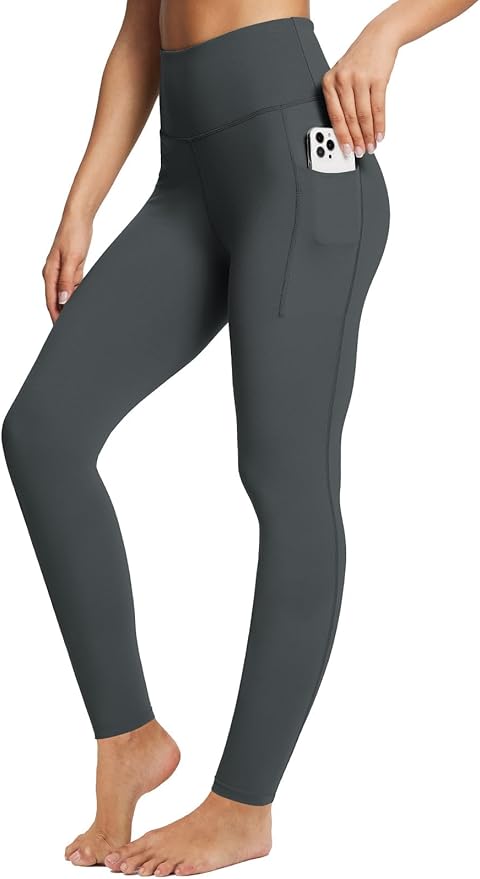 BALEAF Women's Leggings with Pockets Black Tummy Control Workout High Waisted Athletic 7/8 Ultra Soft Gym Yoga Ankle Pants