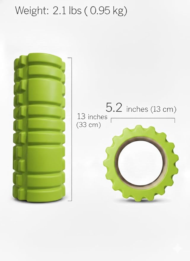 High-Density Foam Roller for Muscle Recovery, Deep Tissue Massage & Physical Therapy – Improves Mobility, Relieves Soreness, Ideal for Athletes & Fitness Training (18 Inch) (Lime Green)