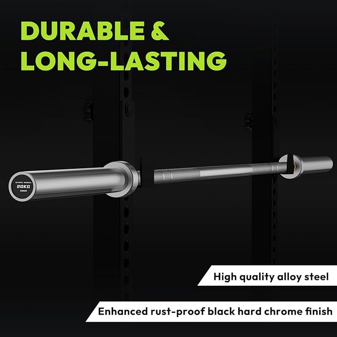 Olympic Barbell, 45lb/35lb 2-inch Weight Bar for Bench Press, 7ft/6.5ft Olympic Bar, 1000 lb/1500 lb High-Capacity, Hard Chrome, Knurled Grip, Strength Training Deadlift Weightlifting Squat