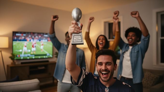 Lil' Vince Silver Fantasy Football Trophy - Custom Engraved Replica Tower Award for Fantasy Football League Champion Draft Parties End of Season Trophy
