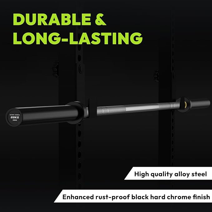 Olympic Barbell, 45lb/35lb 2-inch Weight Bar for Bench Press, 7ft/6.5ft Olympic Bar, 1000 lb/1500 lb High-Capacity, Hard Chrome, Knurled Grip, Strength Training Deadlift Weightlifting Squat