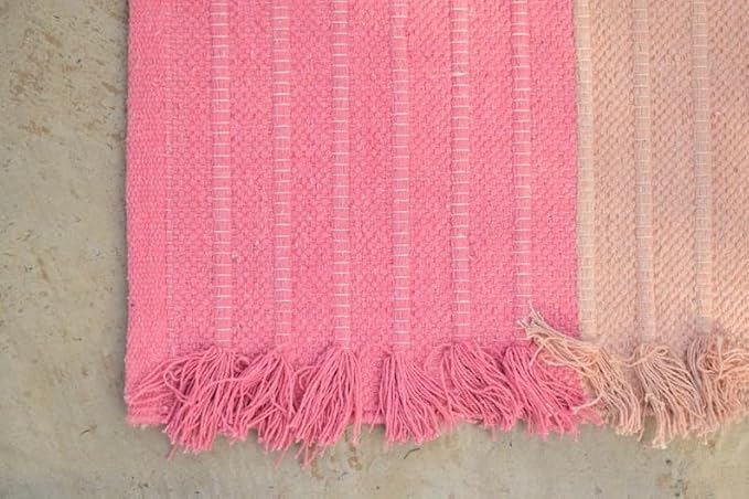 Indian Handmade100 % Organic Anti Skid Multi Colour Cotton Yoga Mat - Eco-Friendly Hand-Woven Rug - Non-Slip & Thick (24”x72”x5mm) for Hot yoga & Everyday Fitness at Home - Comfortable & Foldable Extra-Long Mat