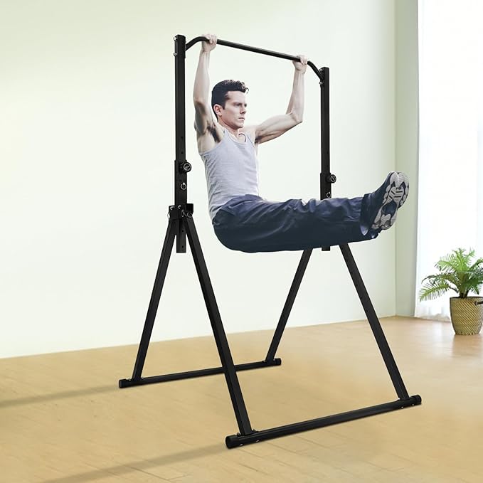 YIYIBYUS Adjustable Triangular Pull Up Dip Station Bar, Triangular Pull Up Station for Home Gym Strength Train 440LBS