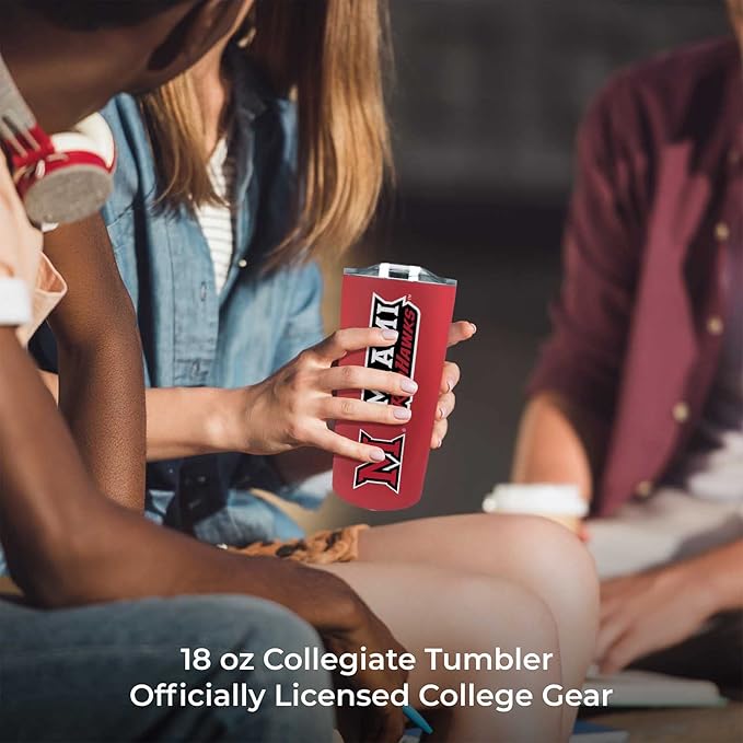 Campus Colors NCAA Stainless Steel Tumbler perfect for Gameday - 18 oz - Double Walled - Keeps Drinks Perfectly Insulated (Miami Redhawks - Red)