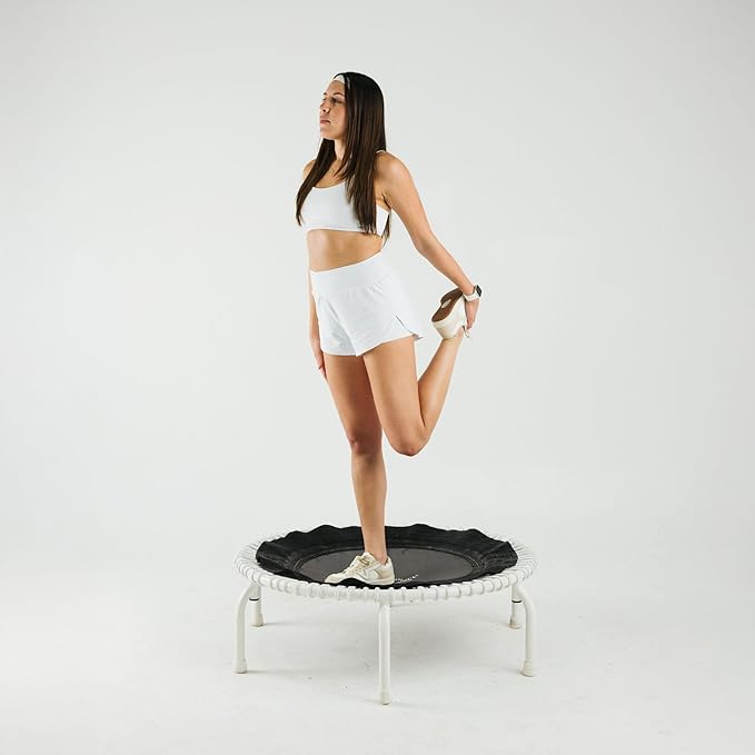 JumpSport 350 PRO Fitness Trampoline, Cardio Workout, No-Tip Arched Legs Home Gym Equipment, Adjustable Bungees & 60 Day Trial Video