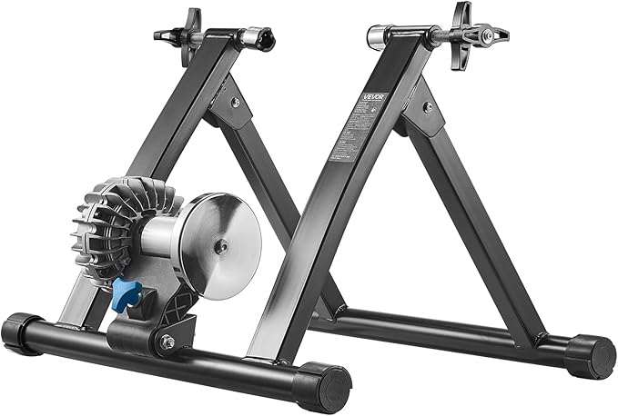 VEVOR Bike Trainer: 3 Types - Smart (1-13L, Compatible with Zwift App), Fluid, or 6L Magnetic for 26-29"/700C Wheels, Foldable Stand with Quick Release & Wheel Riser Block