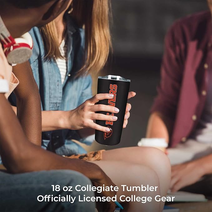 Campus Colors NCAA Stainless Steel Tumbler perfect for Gameday - 18 oz - Double Walled - Keeps Drinks Perfectly Insulated (Oregon State Beavers - Black)