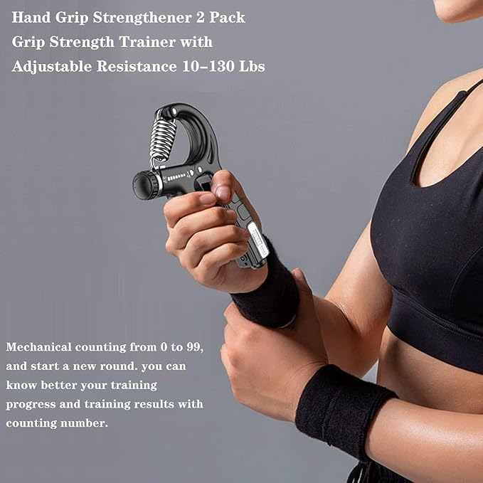 Hand Strengthener Grip 2 Pack, Hand Exercisers for Strength with Adjustable Resistance 10-130 Lbs,Hand Grip,Grip Strength Trainer for Muscle Building and Injury Recover