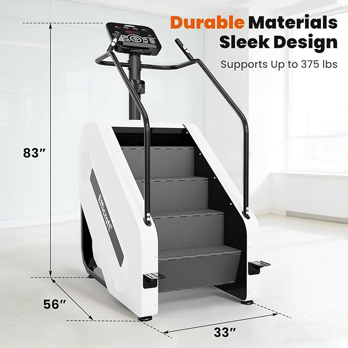 Stair Stepper Machine with LED Screen, Commercial Grade Stair Climber, Continuous Climbing Exercise Machine for Cardio, 15 Speed Levels Stair Master, 15-164 Steps/Min