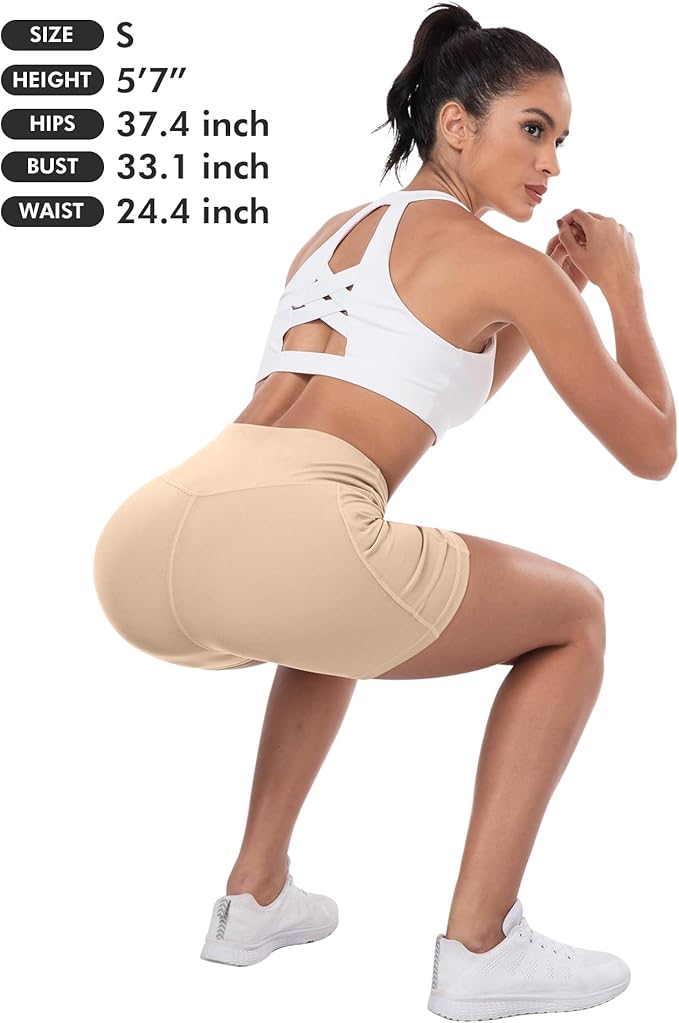 ATHVOTAR Biker Shorts Women with Pockets - 3"/5"/8" High Waisted Workout Spandex Tummy Control Gym Running Yoga Shorts