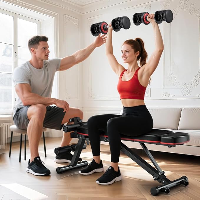 XDDIAS Adjustable Dumbbell Set of 2, 25/55/80LB Dumbbell Set-Fast Adjust Weights Set, 5/10/16 in 1 Free Weights Dumbbells Set with Anti-Slip Metal Handle, Compact Size for Men/Women Home Gym Equipment