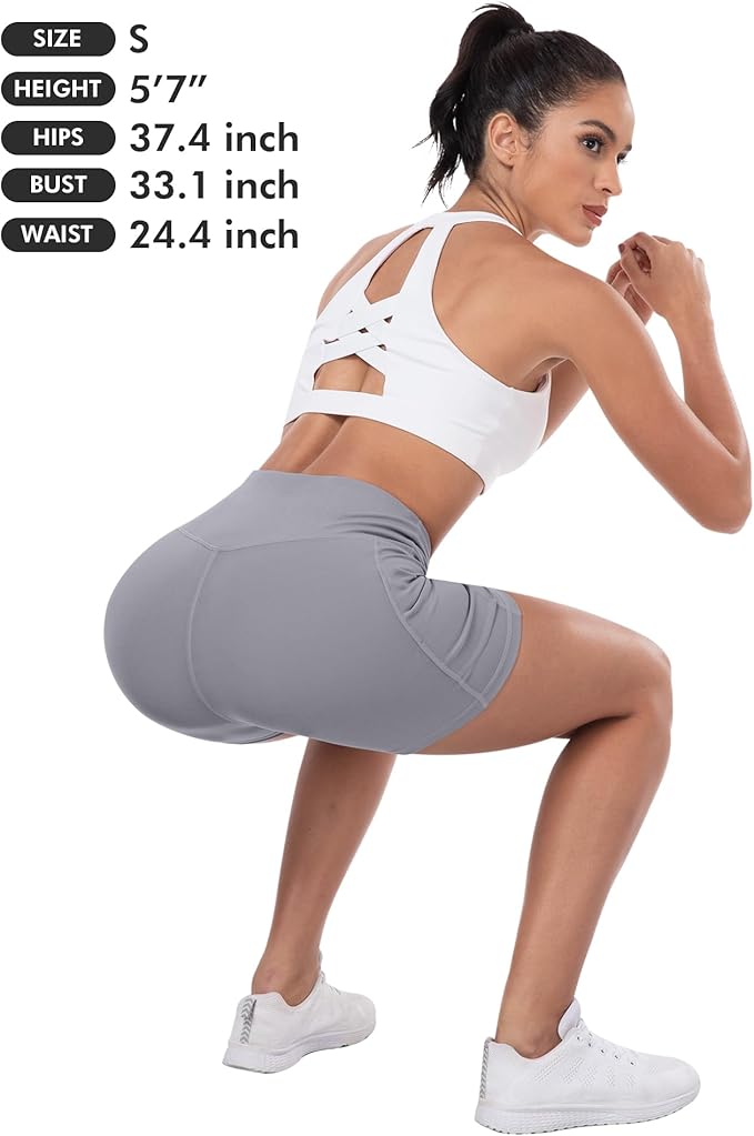 ATHVOTAR Biker Shorts Women with Pockets - 3"/5"/8" High Waisted Workout Spandex Tummy Control Gym Running Yoga Shorts