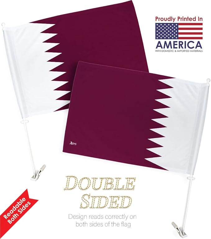 World Cup 2022 Qatar Car Flag Bandera para Carros De Qatar Auto Decorations Small Banner for Window Clip Pole Accessories FIFA Sports Fans Outdoor Flags Trophy Game Football Soccer Gifts Made in USA