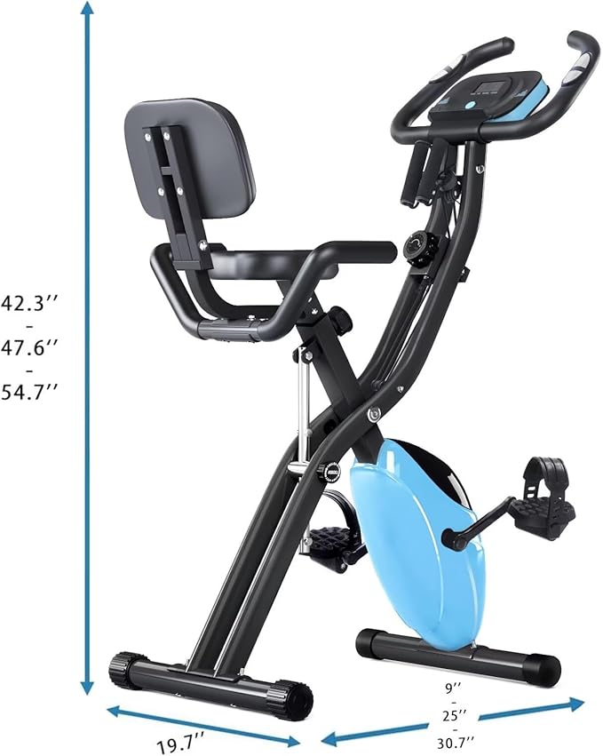 Merax Exercise Bike,Workout Bikes for Home,Folding Stationary Bikes for Home with 16-Level Magnetic Resistance, 300LBS Capacity X-Bike Indoor Exercise Equipment with Heart Rate Sensor & LCD Monitor