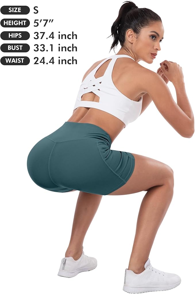 ATHVOTAR Biker Shorts Women with Pockets - 3"/5"/8" High Waisted Workout Spandex Tummy Control Gym Running Yoga Shorts