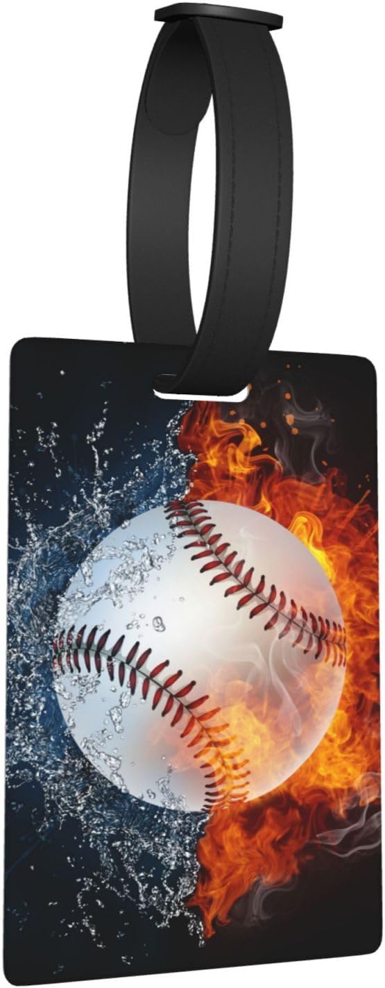Baseball Luggage Tags for Suitcases, Small Sports Backpack Tags for Kids Boys Men Travel, Cool Bag Tag with ID Name Baggage Labels with Buckle Strap Suitcases Bag Tag (1 Pack)