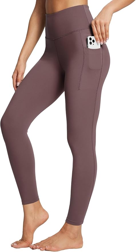 BALEAF Women's Leggings with Pockets Black Tummy Control Workout High Waisted Athletic 7/8 Ultra Soft Gym Yoga Ankle Pants