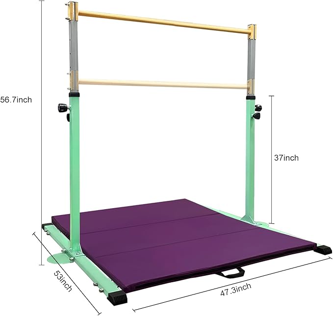 GLANT Gymnastic Kip Bar,Horizontal Bar for Kids Girls Junior,3' to 5' Adjustable Height,Home Gym Equipment,Ideal for Indoor and Home Training,1-4 Levels,300lbs Weight Capacity