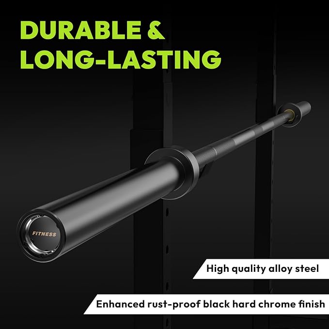 Olympic Barbell, 45lb/35lb 2-inch Weight Bar for Bench Press, 7ft/6.5ft Olympic Bar, 1000 lb/1500 lb High-Capacity, Hard Chrome, Knurled Grip, Strength Training Deadlift Weightlifting Squat