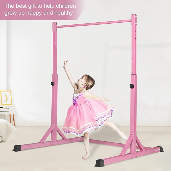 Bongkim Gymnastics Bar for Kids,Adjustable Height Gymnastic Horizontal Bars,Folding Gymnastics Equipment Junior Training Bar for Home Using,Stable Kids Training bar for Children