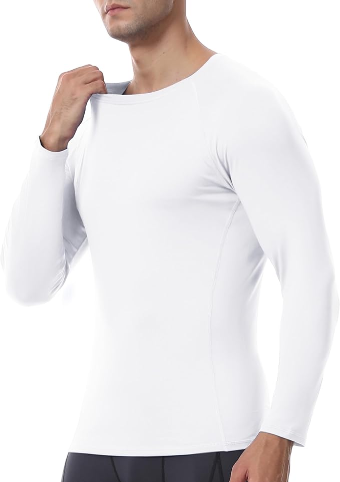 Men's Long Sleeve Compression Shirt, Quick Dry Athletic Base Layer Top, Skins Fit Football Running Workout Undershirt
