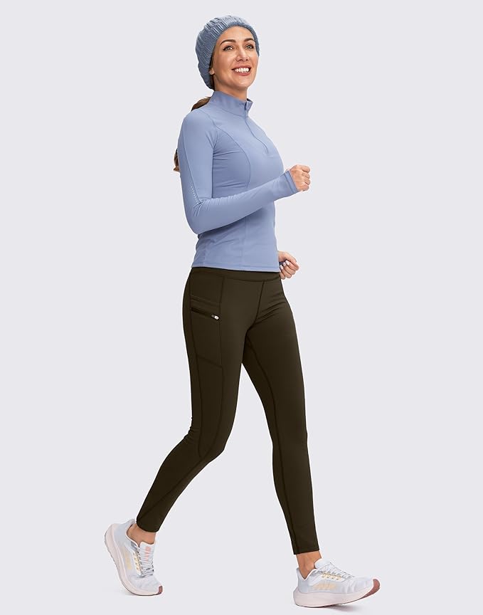 G Gradual Women's Fleece Lined Winter Leggings with Pockets Water Resistant High Waisted Thermal Warm Pants Running Hiking