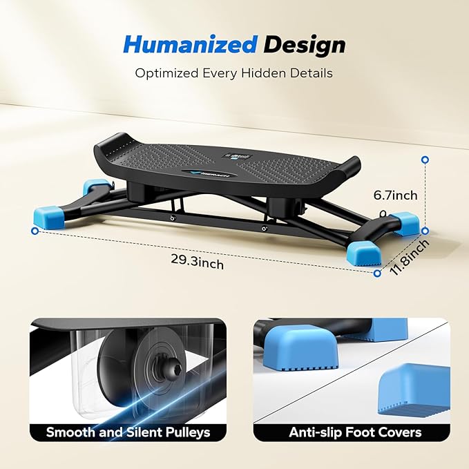 MERACH Balance Board for adults, Mini Stepper with Resistance Bands, Portable Wobble Board Featuring LCD Monitor, 300 lbs Capacity Ski Balance Trainer for Full Body Workout at home gym