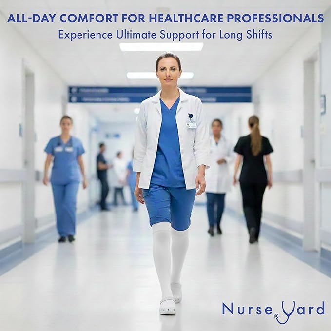 Nurse Yard Compression Socks for Nurses - Women & Men - 20-30mmHg Graduated Compression, Zero-Toe Compression, For Medical Staff, Nursing, Athletic Support Such As Running, Cycling, Hiking - 1 Pair