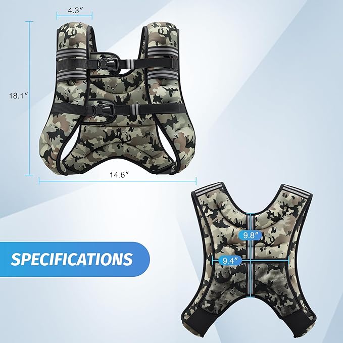 ZELUS Weighted Vest, 6lb/8lb/12lb/16lb/20lb/25lb/30lb Weight Vest with Reflective Stripe for Workout, Strength Training, Running, Fitness, Muscle Building, Weight Loss, Weightlifting