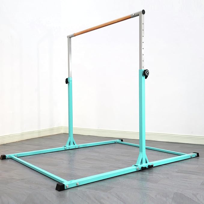 Foldable Gymnastic Bar for Kids Ages 3-20,5FT/6FT Horizontal Bar Base Length,Height Adjustable Kids Training Bar for Gymnastics,Gymnastics Equipment for Home Clubs