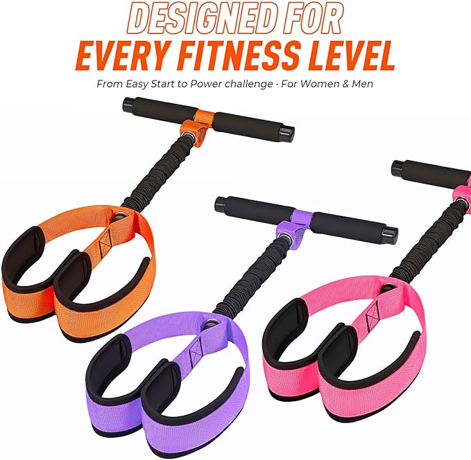 Upgraded Durable Pedal Resistance Band with Handle, Thickened Latex Tubes and Soft Foam Fabric Foot Pedal, Sit Up Exercise Equipment for Abdomen, Waist, Arm, Core/ABS, Leg, Physical Therapy