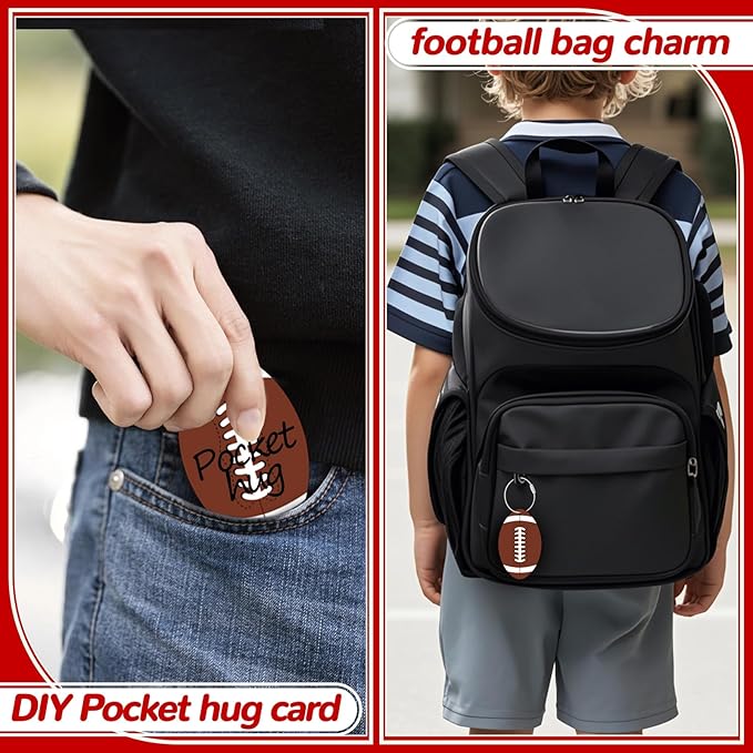 12 Pcs Football Luggage Tags for Suitcases Travel Suitcase Labels with Metal Ring 2.75in Football Keychain,Football Accessories PVC Name Id and DIY Pocket Hug Card for Men Women Travel Bag Suitcase