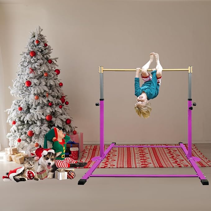GLANT Gymnastic Kip Bar,Horizontal Bar for Kids Girls Junior,3' to 5' Adjustable Height,Home Gym Equipment,Ideal for Indoor and Home Training,1-4 Levels,300lbs Weight Capacity