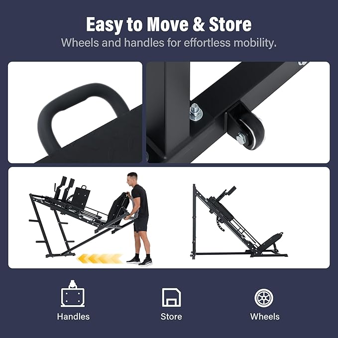 Drone S1 Leg Press Hack Squat Machine, All-in-One Lower Body Strength Training Machine for Home Gym, Adjustable Leg Press, Linear Bearing System, Back Support Cushion, Weight Storage Posts