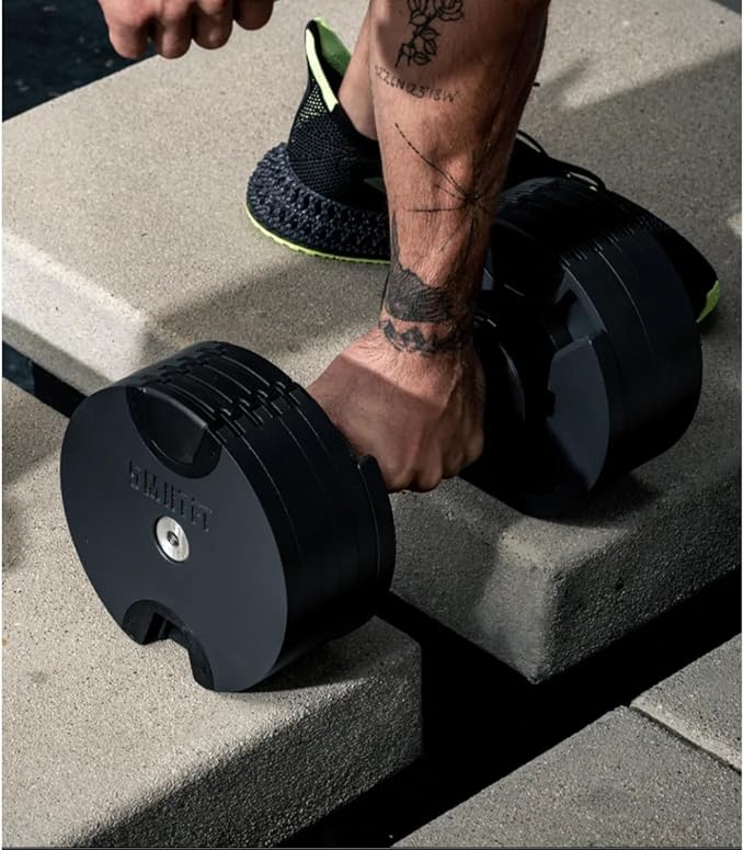 SMRTFT NUOBELL Adjustable Dumbbells 5–80 lb Set | Original NUOBELL | 22 Weights in 1 for Home Gym Strength Training | Steel-Knurled Handle | Space-Saving Dumbbell Set of 2 | 2-Year Warranty