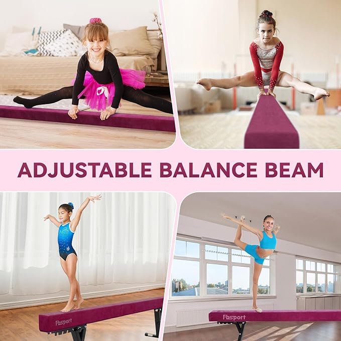 FBSPORT 8ft Adjustable Balance Beam: High and Low Floor Beam Gymnastics Equipment for Kids/Adults,Gymnastics Beam for Training,Practice, Physical Therapy and Professional Home Training with Legs